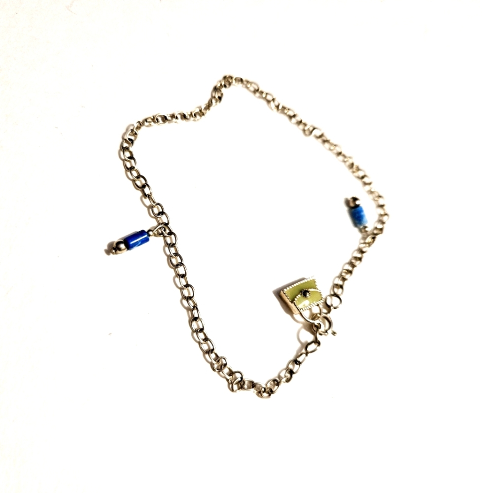 Sterling handbag charm ankle bracelet